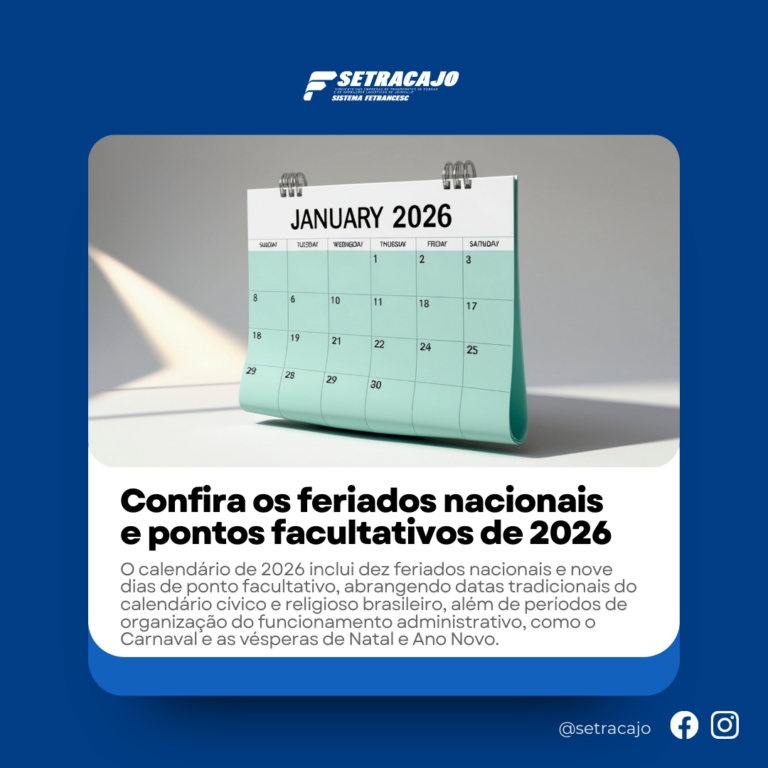 Feriados nacionais e pontos facultativos de 2026 – SETRACAJO ...